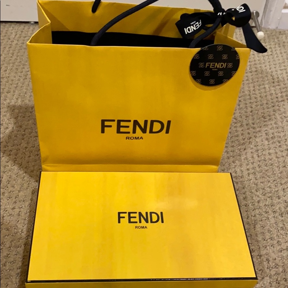 Fendi 2021 bag, box, bag clip, and ribbon